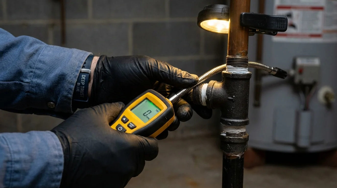 Gas leak detection with electronic sniffer by Johns Plumbing LLC in Marietta